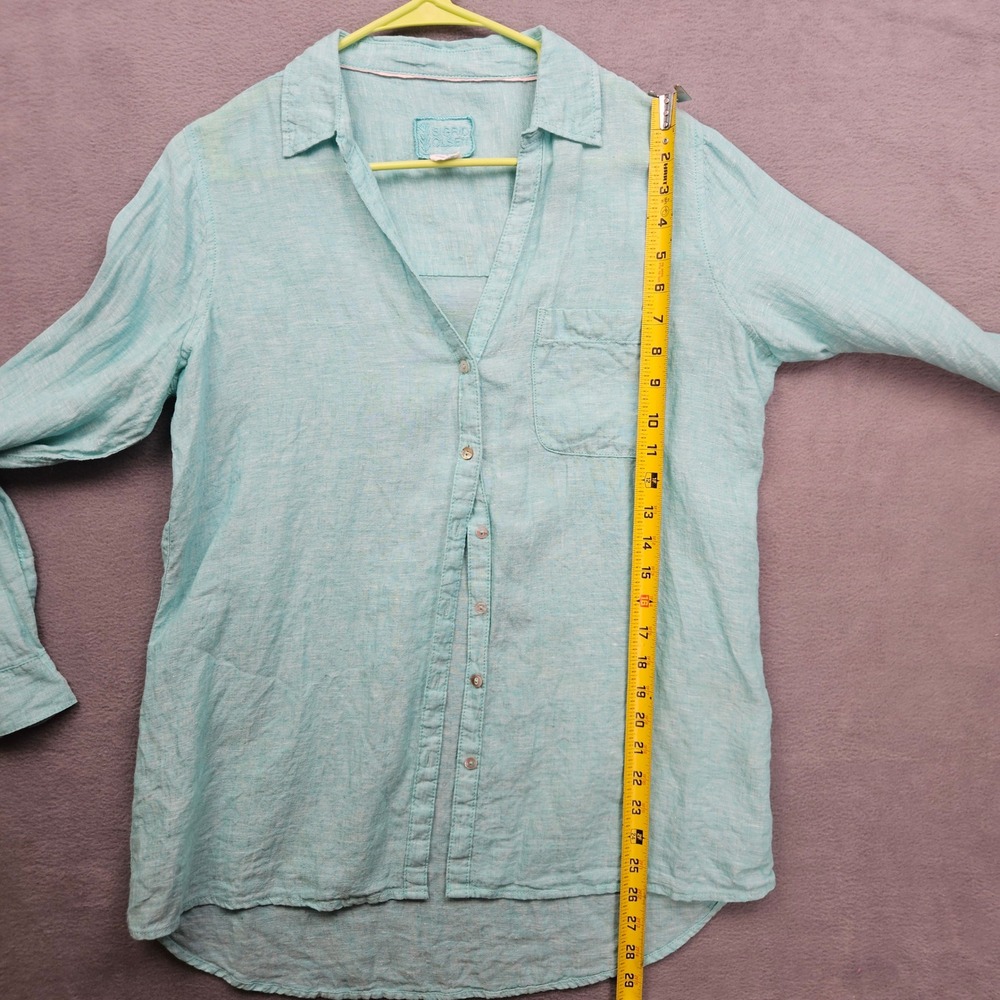 Sigrid Olsen Blue Coastal 100% Linen Button Down Shirt Size M - Picture 6 of 7
